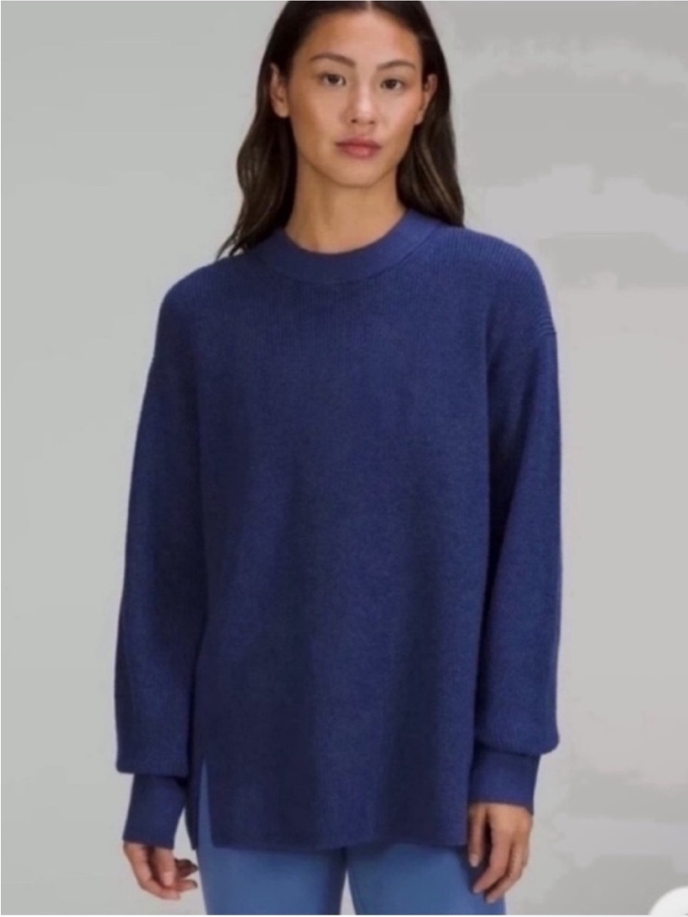 Oversized Crewneck Knit Merino Wool Blend Sweater Size 6